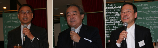 左から中山情報学群長、田中二郎教授、北川ＣＳ専攻長